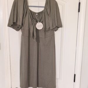 Camicetta Olive Green Tie-Front Women's Dress